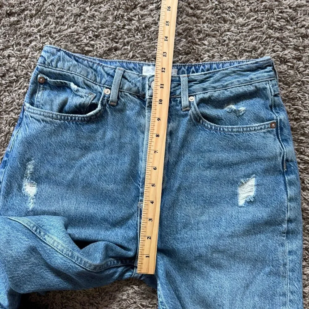 Free People We The Free Fast Times High Rise Mom Jeans 28 Distressed Button Fly